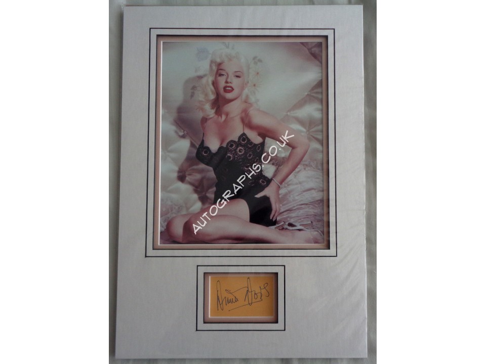 Diana Dors genuine authentic signed autograph display. COA UACC