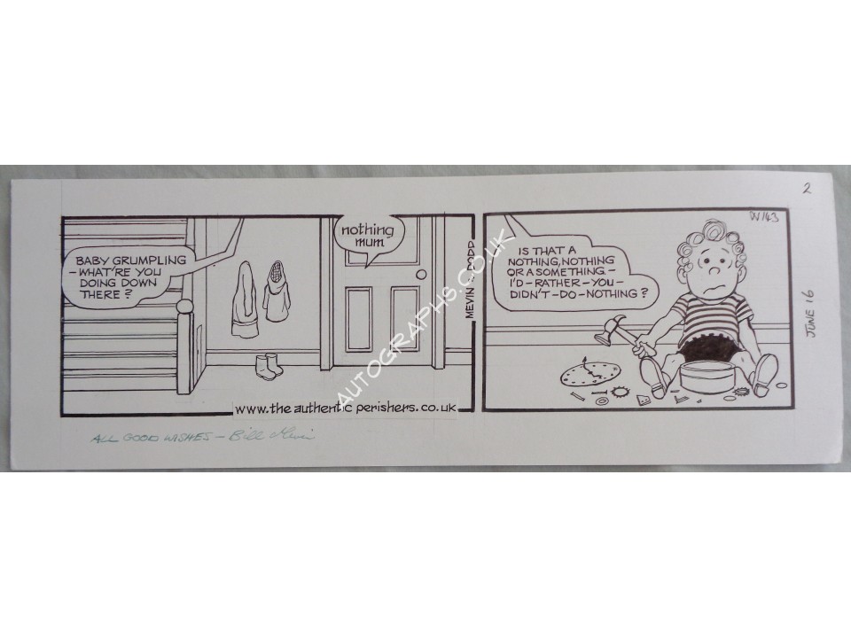 The Perishers original artwork cartoon authentic signed genuine 2. COA UACC