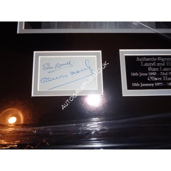Laurel and Hardy signed genuine signature autograph display. COA UACC