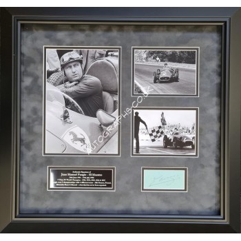 Juan Manuel Fangio F1 Ferrari Maserati Mercedes genuine authentic signed display. COA UACC