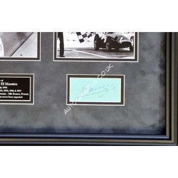 Juan Manuel Fangio F1 Ferrari Maserati Mercedes genuine authentic signed display. COA UACC Juan Manuel Fangio F1 Ferrari Maserati Mercedes genuine authentic signed display. COA UACC