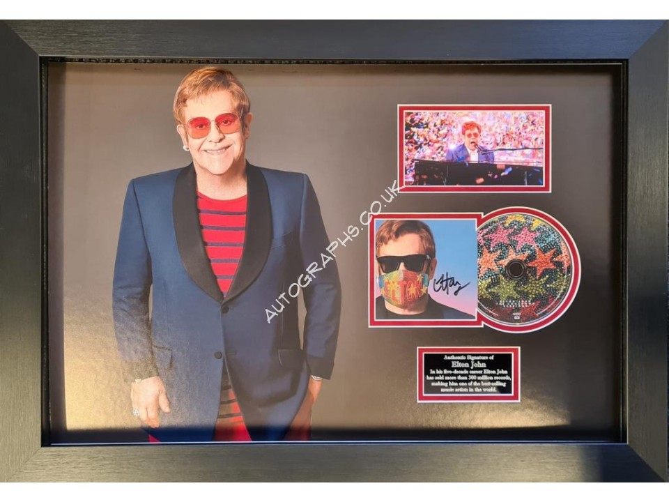 Elton John music legend genuine authentic signed signature display. COA UACC Elton John music legend genuine authentic signed signature display. COA UACC