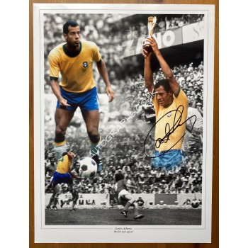 Carlos Alberto Signed Brazil 1970 World Cup Photo. COA UACC