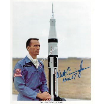 Walt Cunningham Apollo 7 Signed 8x10 NASA Lithograph. COA UACC