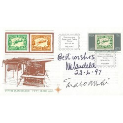 Nelson Mandela and Thabo Mbeki Signed South Africa Postal Cover. COA UACC