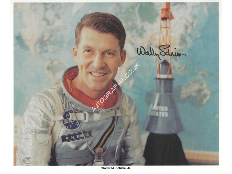 Wally Schirra Signed 8x10 NASA Lithograph Apollo 7 - Rare. COA UACC