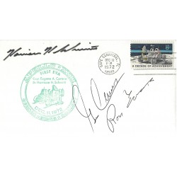 Apollo 17 Crew Signed Postal Cover. COA UACC
