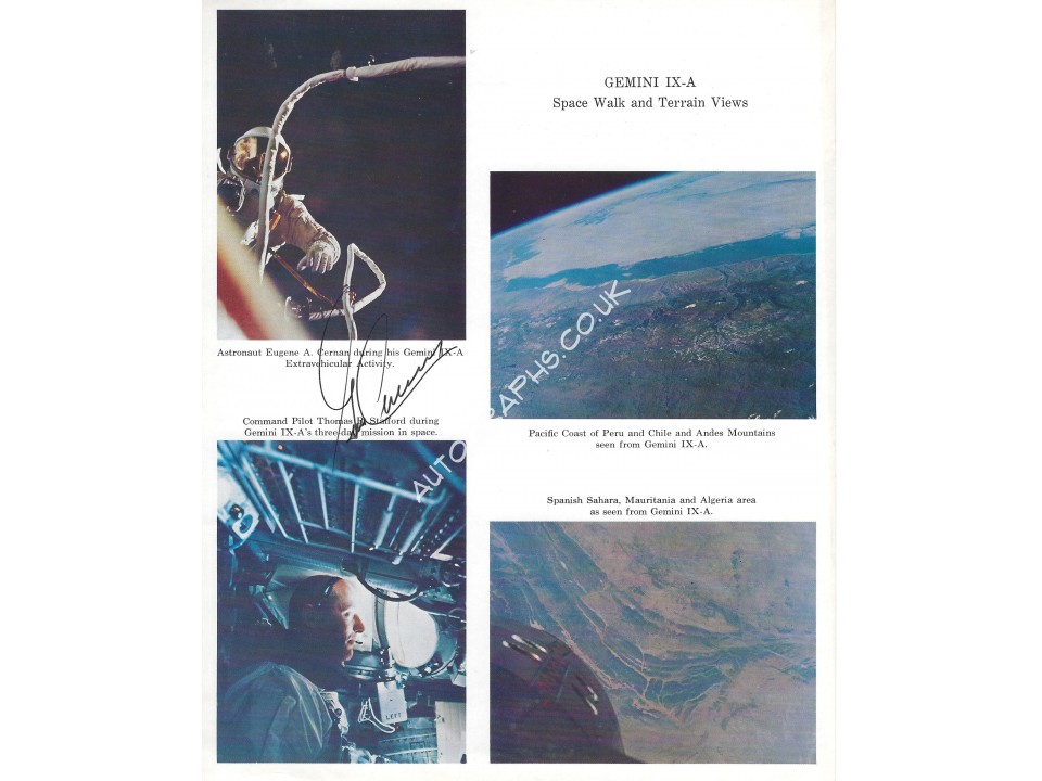 Gene Cernan Signed 10x8 NASA Gemini 9 Mission Lithograph. COA UACC