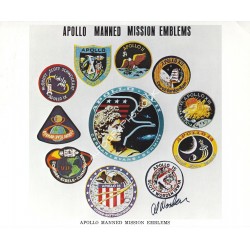 Al Worden Apollo 15 Signed NASA Kodak 8x10 Photo Of Mission Emblems. COA UACC