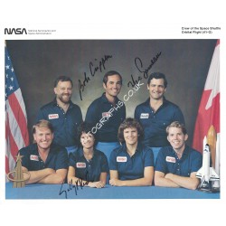 Sally Ride STS 41 G  Crew Signed 8x10 Photograph. COA UACC