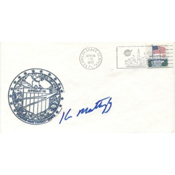 Ken Mattingly Signed Apollo 16 Postal Cover. COA UACC