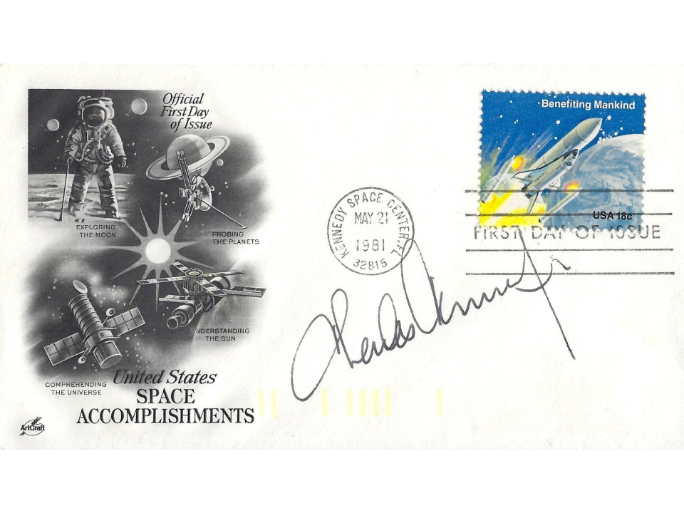 Charles Pete Conrad Apollo 12 Signed Postal Cover. COA UACC