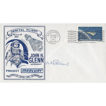 Wally Schirra Apollo 7 Mercury Gemini Signed Vintage John Glenn Postal Cover. COA UACC