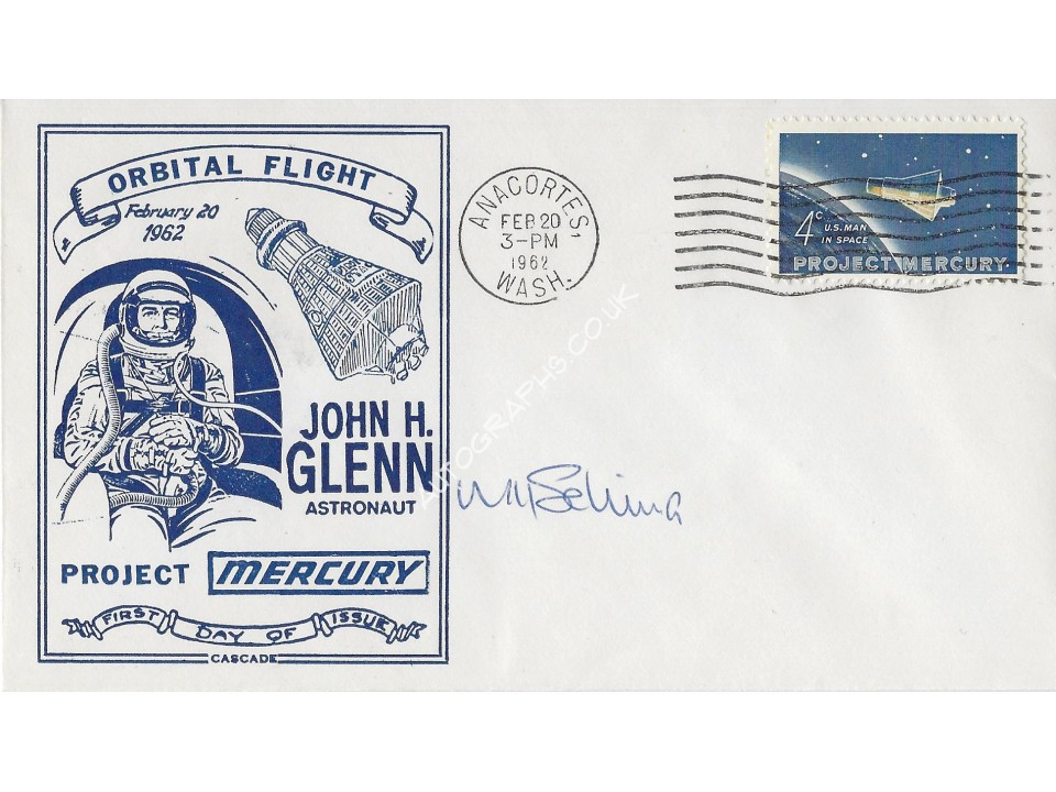Wally Schirra Apollo 7 Mercury Gemini Signed Vintage John Glenn Postal Cover. COA UACC Wally Schirra Apollo 7 Mercury Gemini Signed Vintage John Glenn Postal Cover. COA UACC