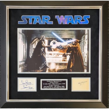 Alec Guinness  Dave Prowse Star Wars genuine signature authentic signed display. COA UACC
