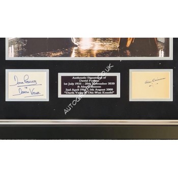 Alec Guinness Dave Prowse Star Wars genuine signature authentic signed display. COA UACC Alec Guinness Dave Prowse Star Wars genuine signature authentic signed display. COA UACC