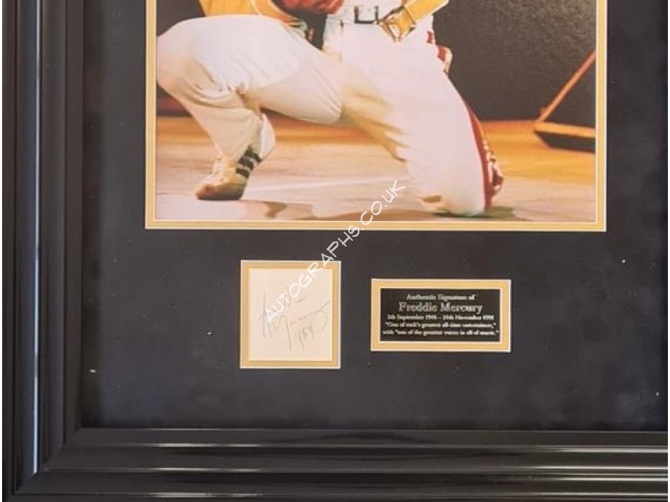 Freddie Mercury Queen authentic signed signature autograph display. COA UACC