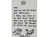 Keith Haring Sketch and Letter. COA UACC