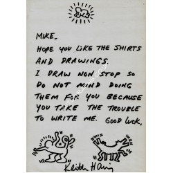 Keith Haring Sketch and Letter. COA UACC