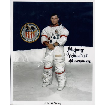 John Young Apollo 16 signature genuine signed autograph photo. COA UACC