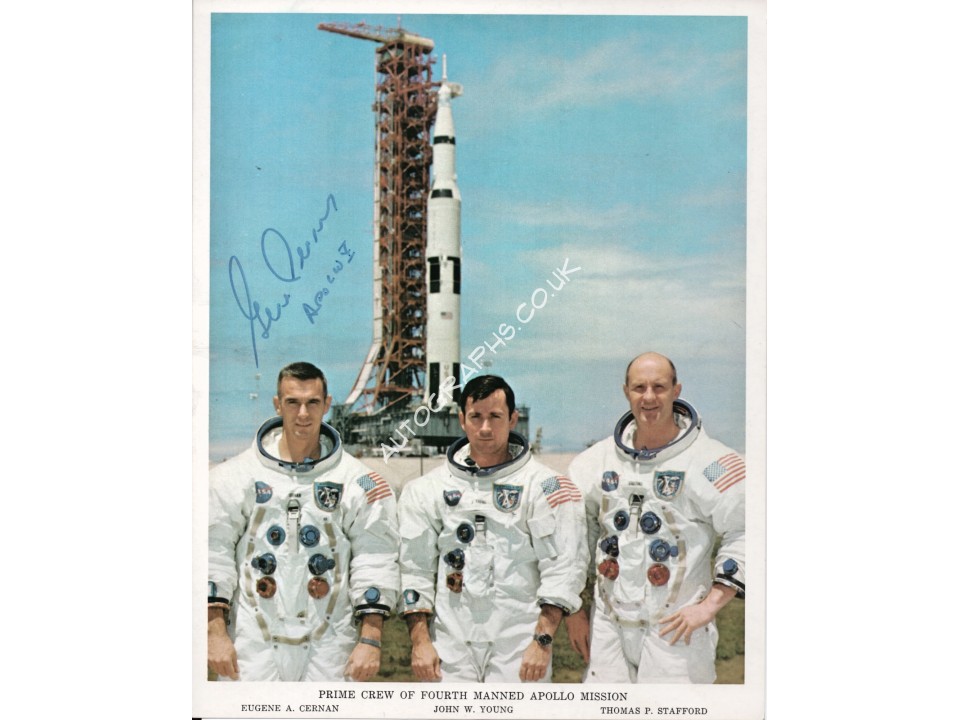 Gene Cernan Apollo 16 genuine signed autograph litho. COA UACC