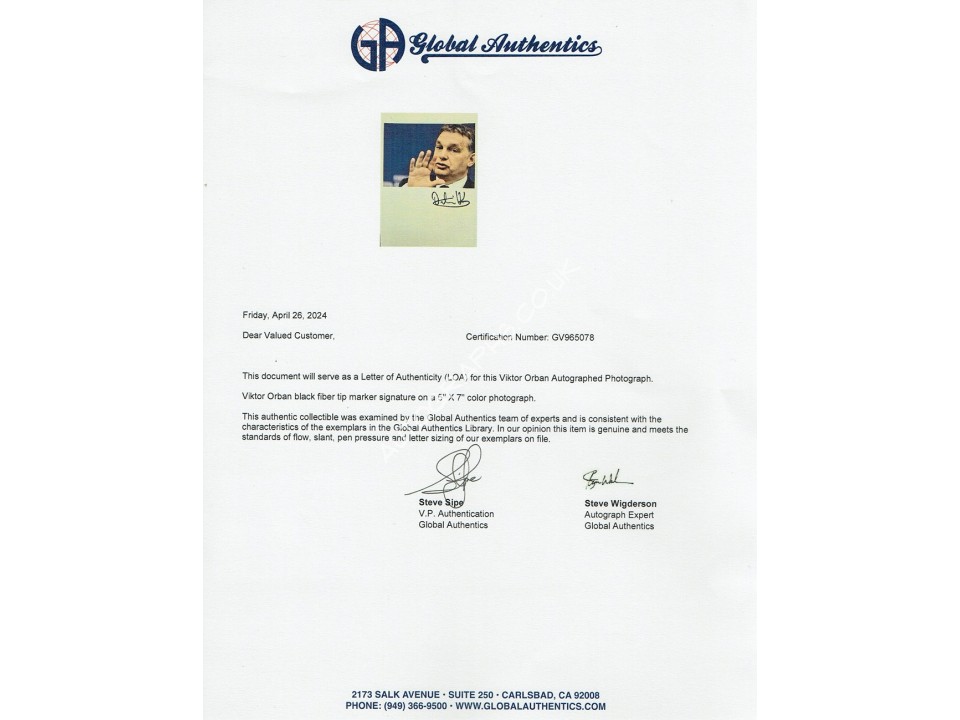 Viktor Orban Signed Photograph