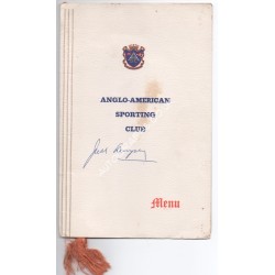 Jack Dempsey Boxing authentic genuine signed autograph menu. COA UACC