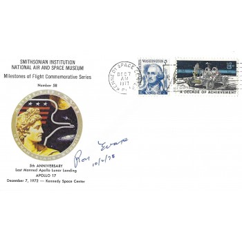 Ron Evans Apollo 17 Signed 5th Anniversary Postal Cover. COA UACC