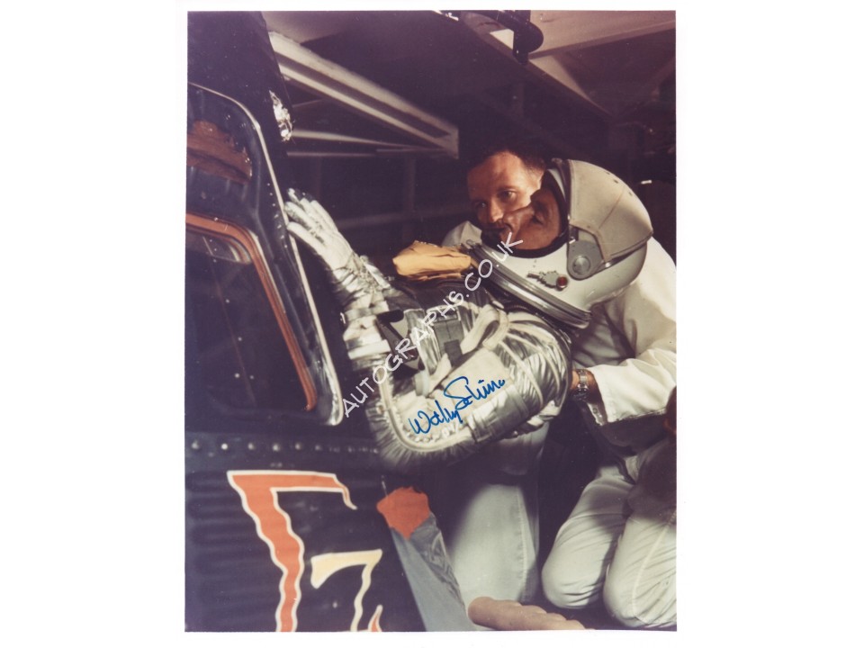Wally Schirra Mercury Gemini Apollo signed authentic signed genuine photo. COA UACC