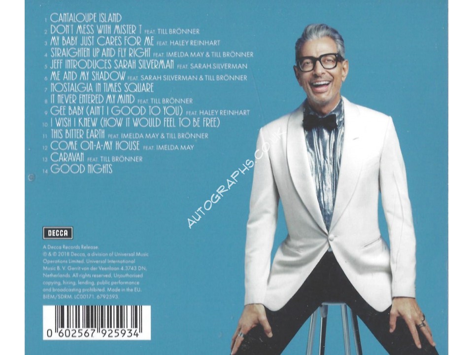 Jeff Goldblum Signed CD Art Card The Capitol Studios Sessions. COA UACC Jeff Goldblum Signed CD Art Card The Capitol Studios Sessions. COA UACC