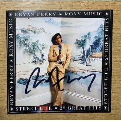 Bryan Ferry Roxy Music Greatest Hits Signed Art Card. COA UACC