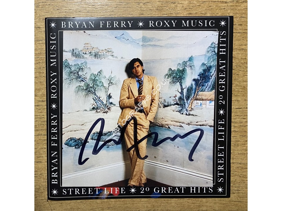Bryan Ferry Roxy Music Greatest Hits Signed Art Card. COA UACC