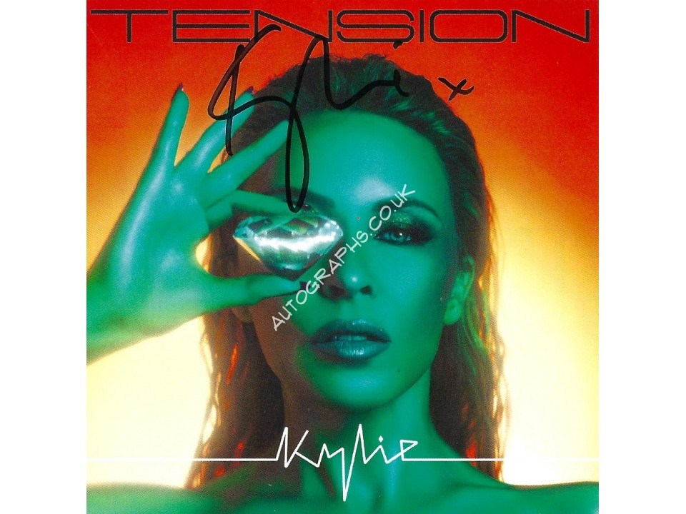 Kylie Minogue Signed Tension CD Art Card. COA UACC
