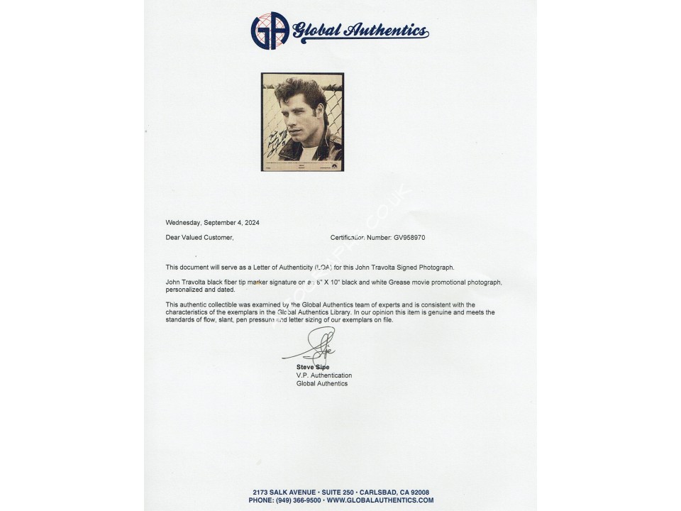 John Travolta Sgned Photograph