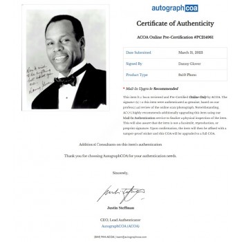 Danny Glover Signed Photograph. COA UACC