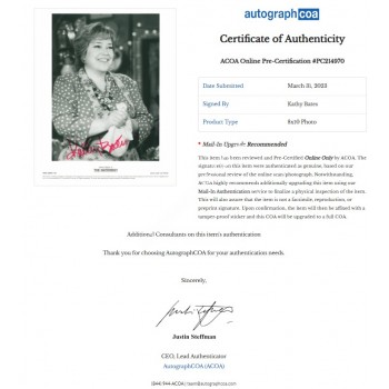 Kathy Bates Signed Photograph. COA UACC