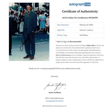 Samuel L Jackson Signed Photograph. COA UACC