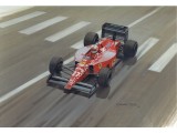 Nigel Mansell Ferrari Original Graham Turner Painting with Mansell Signature Card. COA UACC Nigel Mansell Ferrari Original Graham Turner Painting with Mansell Signature Card. COA UACC