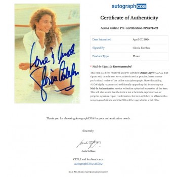 Gloria Estefan Signed Postcard. COA UACC