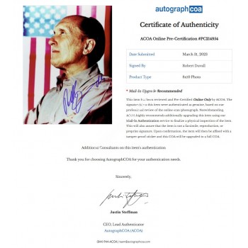 Robert Duvall Signed Photograph. COA UACC Robert Duvall Signed Photograph. COA UACC