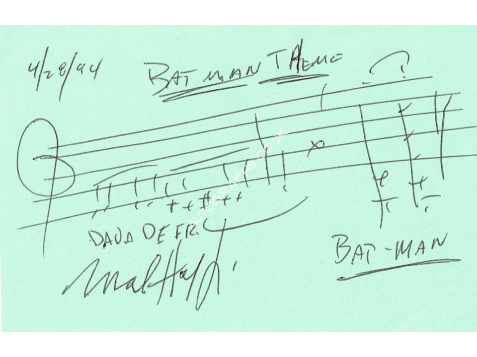 Neal Hefti Music Quotation (Batman). Pre Certified ACOA Neal Hefti Music Quotation (Batman). Pre Certified ACOA