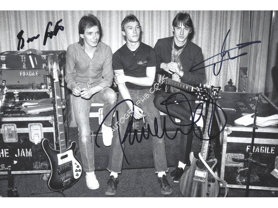 The Jam Group Signed 8x12 Photograph Paul Weller Rick Buckler Bruce Foxton. COA UACC