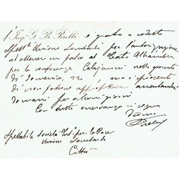 Giovanni Battista (Pirelli) - Signed Business Card. COA UACC