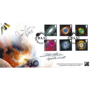 Jim Lovell & Fred Haise Apollo 13 Signed Postal Cover. COA UACC