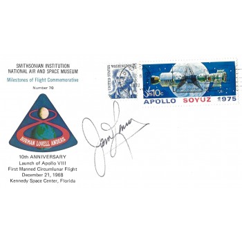 Jim Lovell Signed Apollo 8 Postal Cover. COA UACC
