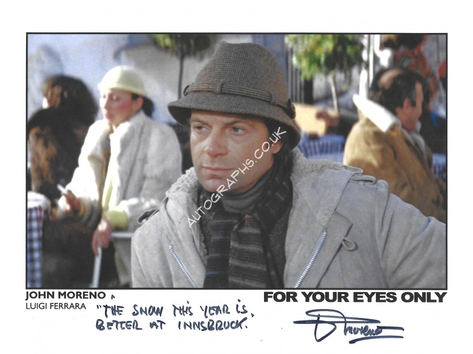 John Moreno Signed 007 James Bond 8x10 Photograph. COA UACC