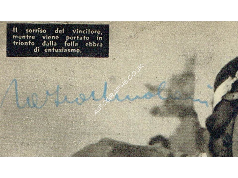 Tazio Nuvolari Signed Vintage Magazine Page