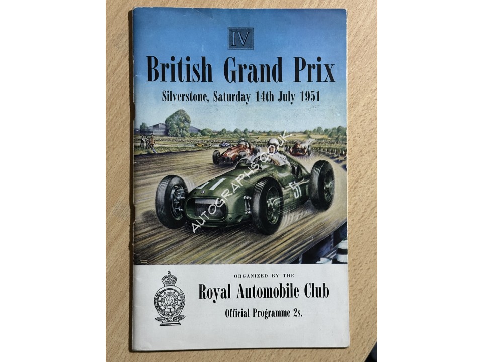 FERRARI FIRST F1 GP WIN PROGRAMME, Signed by Alberto Ascari, Louis Rosier and Luigi Villoresi. 1951