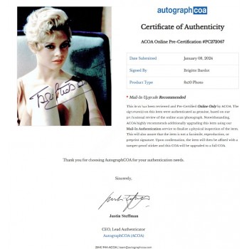 Bridgette Bardot Signed Photograph