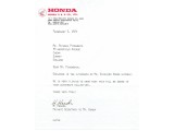 Soichiro Honda Signature and Letter 1974 Soichiro Honda Signature and Letter 1974